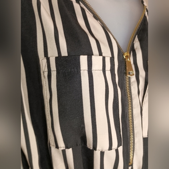 2/$30 J FOR JUSTIFY elegant Striped black and cream color Women's Dress (#22) - Picture 5 of 9